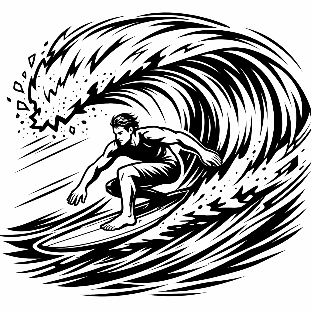Surfer riding powerful wave representing business momentum and capitalizing on growth opportunities