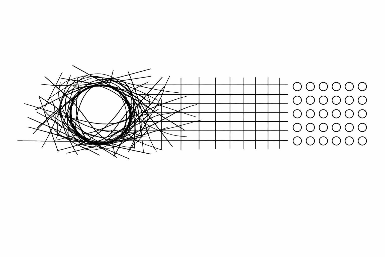 Geometric line art showing a transition from owner-dependent chaos to a structured, transferable business system.