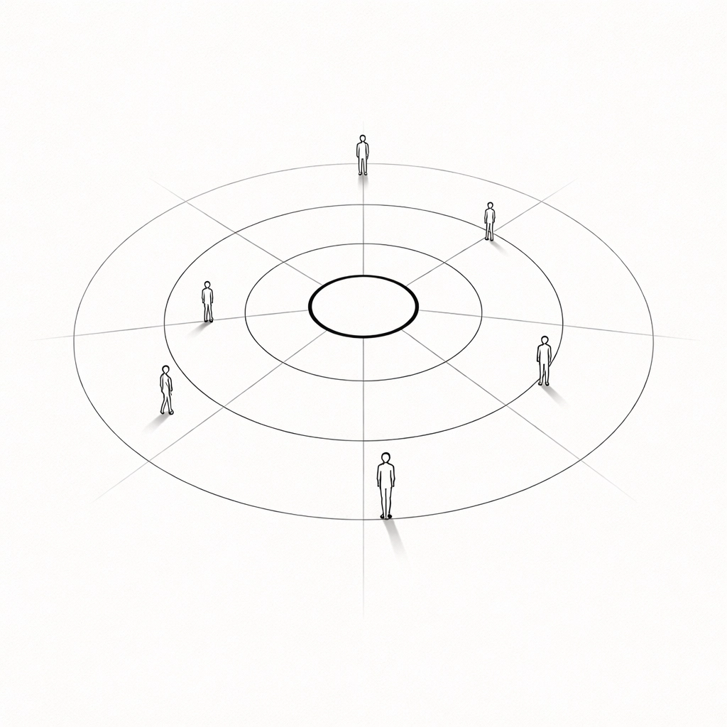 Minimalist circles showing organizational alignment and core purpose for EOS vision and leadership teams.